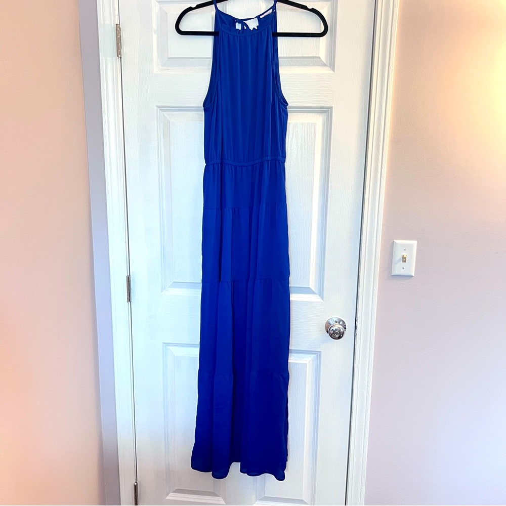 Blue Tiered Formal Maxi Dress